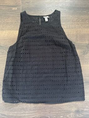 a new day Black Eyelet Sleeveless Tank Top